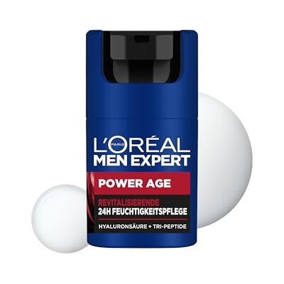 L'Oreal Paris Men Expert L'Oréal Men Expert Anti-rimpel gezichtsverzorging voor mannen, anti-aging vochtinbrengende crème voor vermoeide en matte huid, gezichtscrème voor mannen met hyaluronzuur, Power Age, 1 x 50 ml L'Oreal Paris Men Expert L'Oréal Men Expert Anti-rimpel gezichtsverzorging voor mannen, anti-aging vochtinbrengende crème voor vermoeide en matte huid, gezichtscrème voor mannen met hyaluronzuur, Power Age, 1 x 50 ml