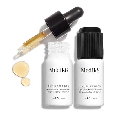 Medik8 Oxy-R Peptiden Hoge sterkte 1% Oxyresveratrol Verhelderend Peptide Serum met Hyaluronzuur Verheldert donkere vlekken en verkleuring 2 x 10 ml Medik8 Oxy-R Peptiden Hoge sterkte 1% Oxyresveratrol Verhelderend Peptide Serum met Hyaluronzuur Verheldert donkere vlekken en verkleuring 2 x 10 ml