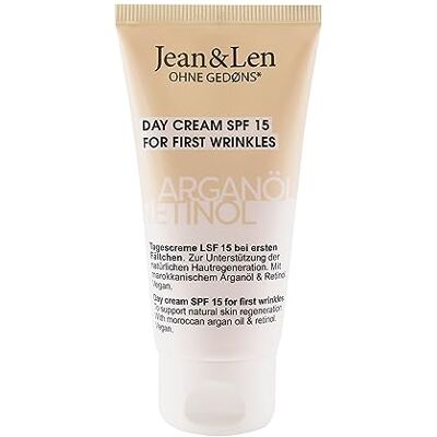 Jean & Len Regenererende dagcrème LSF15 arganolie en retinol, voor de eerste rimpels, bevordert de natuurlijke regeneratie van de huid, dagcrème met zonbeschermingsfactor, zonder Jean & Len Regenererende dagcrème LSF15 arganolie en retinol, voor de eerste rimpels, bevordert de natuurlijke regeneratie van de huid, dagcrème met zonbeschermingsfactor, zonder