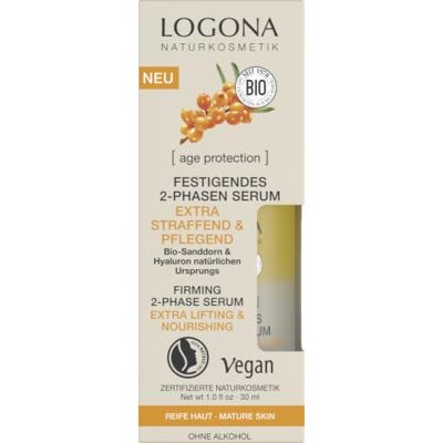 LOGONA Naturkosmetik Anti-aging gezichtsserum voor rijp, veganistisch, verkwikkend 2-fasen serum met hyaluron en biologische zanddoorn, bescherming tegen veroudering, 30 ml LOGONA Naturkosmetik Anti-aging gezichtsserum voor rijp, veganistisch, verkwikkend 2-fasen serum met hyaluron en biologische zanddoorn, bescherming tegen veroudering, 30 ml