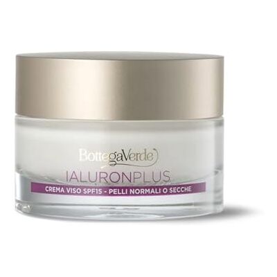 Bottega Verde Ialuron Plus, anti-rimpel en anti-aging gezichtscrème, 50 ml, met hyaluronzuur, SPF 15, hydraterende en recompacterende werking, normale of droge huid Bottega Verde Ialuron Plus, anti-rimpel en anti-aging gezichtscrème, 50 ml, met hyaluronzuur, SPF 15, hydraterende en recompacterende werking, normale of droge huid