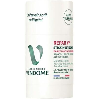 Laboratoires Vendôme REPAR V+ Multizone Stick Gezicht & Lichaam Repareert en voedt gevoelige gebieden Verrijkt Met Sheaboter, Arnica & Jojoba Reactieve Huid met Atopische neiging 50g Laboratoires Vendôme REPAR V+ Multizone Stick Gezicht & Lichaam Repareert en voedt gevoelige gebieden Verrijkt Met Sheaboter, Arnica & Jojoba Reactieve Huid met Atopische neiging 50g
