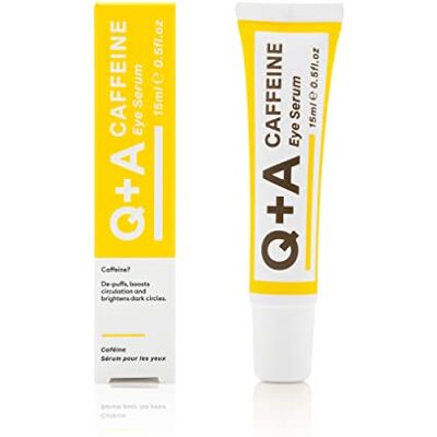 Q+A Cafeïne Eye Contour Serum. Een oogserum om de bloedsomloop te stimuleren en het gebied onder de ogen te laten legen. 15ml/0.5fl.oz Q+A Cafeïne Eye Contour Serum. Een oogserum om de bloedsomloop te stimuleren en het gebied onder de ogen te laten legen. 15ml/0.5fl.oz