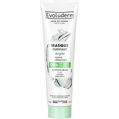 Evoluderm Zuiverend masker van klei – 150 ml – 98% natuurlijke oorsprong – veganistisch – gemaakt in Frankrijk Evoluderm Zuiverend masker van klei – 150 ml – 98% natuurlijke oorsprong – veganistisch – gemaakt in Frankrijk
