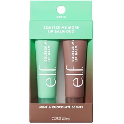 e.l.f. Squeeze Me lippenbalsem duo, hydraterende lippenbalsem voor een pure kleurtint, doordrenkt met hyaluronzuur, veganistisch en dierproefvrij, munt/chocolade e.l.f. Squeeze Me lippenbalsem duo, hydraterende lippenbalsem voor een pure kleurtint, doordrenkt met hyaluronzuur, veganistisch en dierproefvrij, munt/chocolade