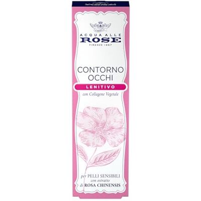 Acqua alle Rose , Kalmerende oogcontour, anti-rimpel, anti-rimpel, anti-zakken en concealer, met plantaardig collageen van Rose Chinensis, ideaal voor de gevoelige of droge huid, 15 ml Acqua alle Rose , Kalmerende oogcontour, anti-rimpel, anti-rimpel, anti-zakken en concealer, met plantaardig collageen van Rose Chinensis, ideaal voor de gevoelige of droge huid, 15 ml