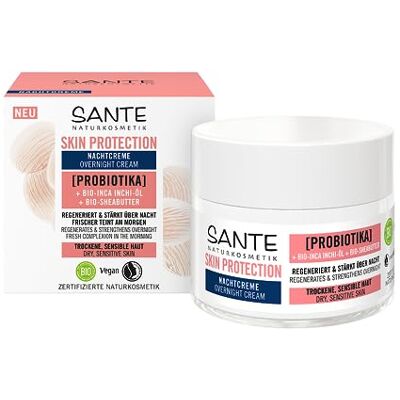 Sante Naturkosmetik Skin Protection nachtcrème met probiotica, biologische Inca Inchi olie en biologische sheaboter, hydraterende voedende crème, veganistische nachtverzorging voor een verzorgde huid Sante Naturkosmetik Skin Protection nachtcrème met probiotica, biologische Inca Inchi olie en biologische sheaboter, hydraterende voedende crème, veganistische nachtverzorging voor een verzorgde huid
