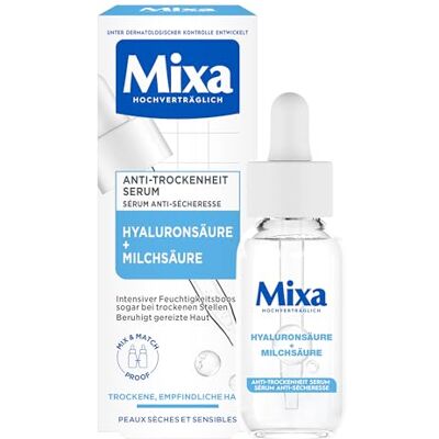 Mixa Anti-droogheidsserum voor droge en gevoelige huid, met salicylzuur en squalaan, geschikt voor gezicht en hals, hypoallergeen, 30 ml Mixa Anti-droogheidsserum voor droge en gevoelige huid, met salicylzuur en squalaan, geschikt voor gezicht en hals, hypoallergeen, 30 ml