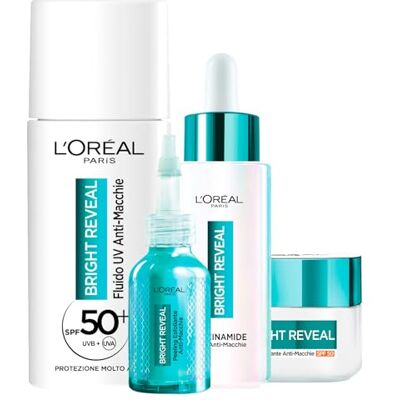 L'Oreal Paris L'Oréal Paris Bright Reveal Anti-Vlek Kit Hydraterende Crème SPF50 50 ml + UV-vloeistof SPF50 50 ml + Peeling Peeling 25 ml + Gezichtsserum 30 ml Set van 4 L'Oreal Paris L'Oréal Paris Bright Reveal Anti-Vlek Kit Hydraterende Crème SPF50 50 ml + UV-vloeistof SPF50 50 ml + Peeling Peeling 25 ml + Gezichtsserum 30 ml Set van 4