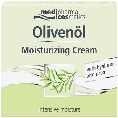 Medipharma Cosmetics Olivenol Moisturizing Cream Anti-rimpel hyaluronzuur gezichtscrème 50 ml hydraterende en anti-aging behandeling met olijfolie, sheaboter en ureum (dames en heren) Medipharma Cosmetics Olivenol Moisturizing Cream Anti-rimpel hyaluronzuur gezichtscrème 50 ml hydraterende en anti-aging behandeling met olijfolie, sheaboter en ureum (dames en heren)