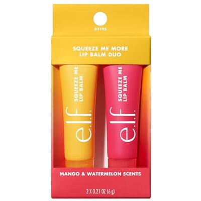 e.l.f. Duo Squeeze Me More Lippenbalsem: twee exclusieve tinten voor glanzende, knapperige lippen, voedende en hydraterende formule, veganistisch en dierproefvrij gecertificeerd. e.l.f. Duo Squeeze Me More Lippenbalsem: twee exclusieve tinten voor glanzende, knapperige lippen, voedende en hydraterende formule, veganistisch en dierproefvrij gecertificeerd.