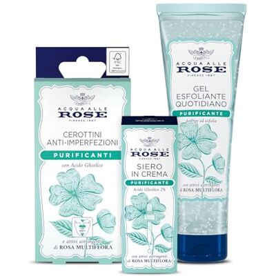 Acqua alle Rose , Zuiverende set voor gemengde of onzuivere huid, bevat 8 pleisters tegen onzuiverheden, peelinggel 150 ml en 30 ml crèmeserum exclusief Amazon Acqua alle Rose , Zuiverende set voor gemengde of onzuivere huid, bevat 8 pleisters tegen onzuiverheden, peelinggel 150 ml en 30 ml crèmeserum exclusief Amazon
