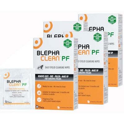 THEA PHARMA Blephaclean PF Daily 80 stuks zachte reinigingsdoekjes voor oogleden en huid rond de ogen, geschikt voor baby's (ouder dan 3 maanden), kinderen en volwassenen, steriele doekjes zonder THEA PHARMA Blephaclean PF Daily 80 stuks zachte reinigingsdoekjes voor oogleden en huid rond de ogen, geschikt voor baby's (ouder dan 3 maanden), kinderen en volwassenen, steriele doekjes zonder