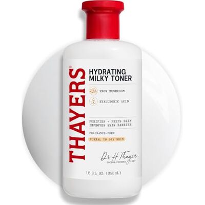 Thayers Milky Face toner met sneeuwschimmel en hyaluronzuur, natuurlijke zachte gezichtstonic, dermatologisch getest, voor droge en gevoelige huid, 355 ml Thayers Milky Face toner met sneeuwschimmel en hyaluronzuur, natuurlijke zachte gezichtstonic, dermatologisch getest, voor droge en gevoelige huid, 355 ml