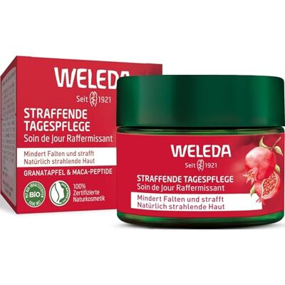 WELEDA Biologische verstevigende dagverzorging, natuurlijke cosmetica, anti-aging gezichtscrème met granaatappelzaadolie en maca-peptiden, vochtinbrengende crème ter vermindering van rimpels en WELEDA Biologische verstevigende dagverzorging, natuurlijke cosmetica, anti-aging gezichtscrème met granaatappelzaadolie en maca-peptiden, vochtinbrengende crème ter vermindering van rimpels en