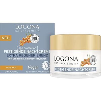 LOGONA Naturkosmetik Anti-aging nachtcrème, regenererende gezichtsverzorging met veganistische formule, biologische duindoorn en hyaluronzuur, 50 ml LOGONA Naturkosmetik Anti-aging nachtcrème, regenererende gezichtsverzorging met veganistische formule, biologische duindoorn en hyaluronzuur, 50 ml