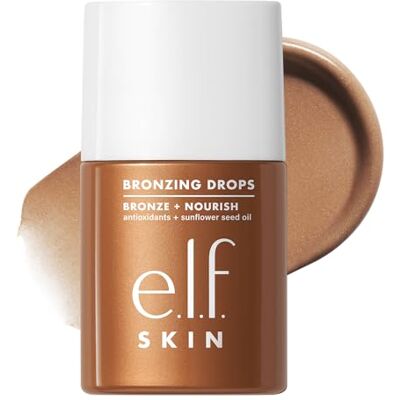 e.l.f. Bronzer druppels SKIN: Vloeibare bronzer voor gezicht en huid voor een onmiddellijk goed effect, verrijkt met vitamine E, veganistisch en dierproefvrij, Rose Gold tint. e.l.f. Bronzer druppels SKIN: Vloeibare bronzer voor gezicht en huid voor een onmiddellijk goed effect, verrijkt met vitamine E, veganistisch en dierproefvrij, Rose Gold tint.