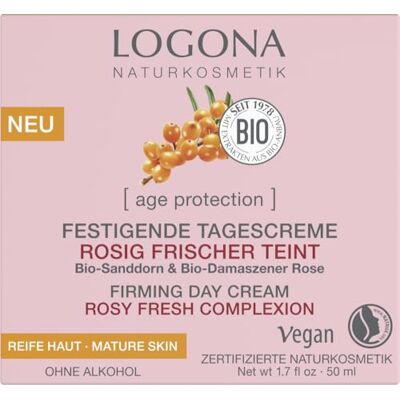 LOGONA Naturkosmetik Anti-aging crème voor rijpe en rijpe huid, dagcrème met biologische duindoorn en biologisch Damascus rozenwater, 50 ml LOGONA Naturkosmetik Anti-aging crème voor rijpe en rijpe huid, dagcrème met biologische duindoorn en biologisch Damascus rozenwater, 50 ml