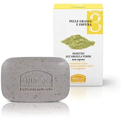 Helan , Linea Viso 3 Panet met Klei, Groen, Cleaner, Vette Huid, 100 g Helan , Linea Viso 3 Panet met Klei, Groen, Cleaner, Vette Huid, 100 g