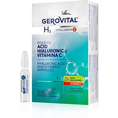 GEROVITAL H3 Hyaluron C Anti-rimpel Gezichtsserum met Hyaluronzuur en Vitamine C, Intensieve Hydraterende Behandeling, Antioxiderende Effect, Voor Droge, Gemengde Huid, Normaal, 10 flessen x 2 ml, H3 Hyaluron C GEROVITAL H3 Hyaluron C Anti-rimpel Gezichtsserum met Hyaluronzuur en Vitamine C, Intensieve Hydraterende Behandeling, Antioxiderende Effect, Voor Droge, Gemengde Huid, Normaal, 10 flessen x 2 ml, H3 Hyaluron C