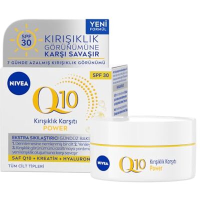 NIVEA Q10 Power Anti-rimpel plus verstevigende dagverzorging in 1 verpakking (1 x 50 ml), gezichtscrème met SPF 30, dagcrème voor gladdere en jonger uitziende huid NIVEA Q10 Power Anti-rimpel plus verstevigende dagverzorging in 1 verpakking (1 x 50 ml), gezichtscrème met SPF 30, dagcrème voor gladdere en jonger uitziende huid