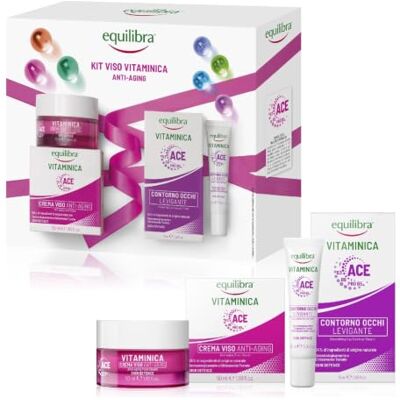 Equilibra Gezichtsset, vitamine-anti-aging, gezichtscrème, anti-aging, tegen tekenen van de tijd, en oogcontour, gladmakend, vermindert zakken en cirkels, geschenkdoos Equilibra Gezichtsset, vitamine-anti-aging, gezichtscrème, anti-aging, tegen tekenen van de tijd, en oogcontour, gladmakend, vermindert zakken en cirkels, geschenkdoos