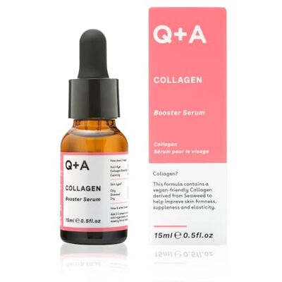 Q+A Collageen booster serum, een veganistisch serum dat een mengsel van plantaardig collageen, stekelige februarizaden en algenextracten bevat die helpen de huid strakker te maken, glad te maken en te vullen, Q+A Collageen booster serum, een veganistisch serum dat een mengsel van plantaardig collageen, stekelige februarizaden en algenextracten bevat die helpen de huid strakker te maken, glad te maken en te vullen,