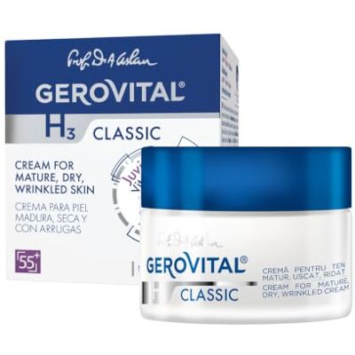GEROVITAL H3 Classic Anti-rimpel gezichtscrème met hyaluronzuur en vitamine E, anti-aging effect, reconstructieve kracht, voor droge en gerimpelde huid, 50 ml GEROVITAL H3 Classic Anti-rimpel gezichtscrème met hyaluronzuur en vitamine E, anti-aging effect, reconstructieve kracht, voor droge en gerimpelde huid, 50 ml
