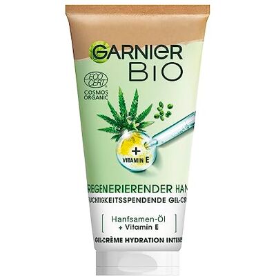 Garnier Vochtinbrengende gel met biologische hennep regenereert de gevoelige huid met vitamine E, veganistische formule, natuurlijke cosmetica, gecertificeerd, intensieve hydratatie, 50 ml Garnier Vochtinbrengende gel met biologische hennep regenereert de gevoelige huid met vitamine E, veganistische formule, natuurlijke cosmetica, gecertificeerd, intensieve hydratatie, 50 ml