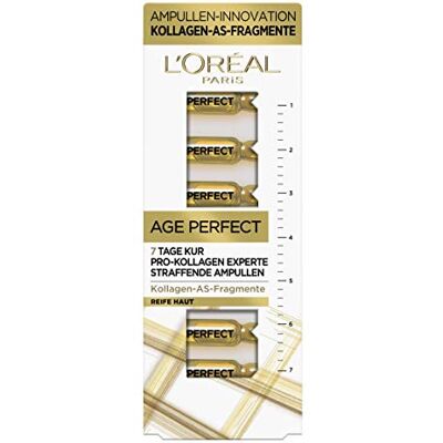 L'Oreal Paris L'Oréal Paris Age Perfect Pro Collageen Expert versterkende ampullen voor de rijpe huid, gezichtsverzorging met anti-rimpeleffect, met AS-collageenfragmenten, 7 x 1,3 ml L'Oreal Paris L'Oréal Paris Age Perfect Pro Collageen Expert versterkende ampullen voor de rijpe huid, gezichtsverzorging met anti-rimpeleffect, met AS-collageenfragmenten, 7 x 1,3 ml
