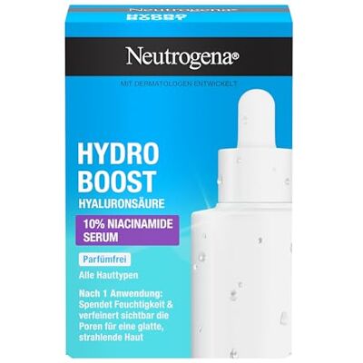 Neutrogena Hydro Boost Hydraterend hyaluronzuurserum, 10% niacinamide, 30 ml, verstevigt zichtbaar de poriën voor een gladde en stralende huid, gezichtsserum met niacinamide, alle Neutrogena Hydro Boost Hydraterend hyaluronzuurserum, 10% niacinamide, 30 ml, verstevigt zichtbaar de poriën voor een gladde en stralende huid, gezichtsserum met niacinamide, alle