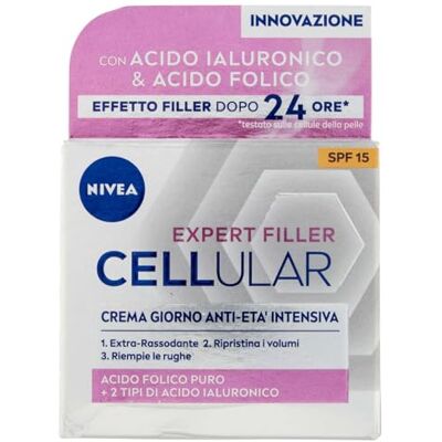 NIVEA CELLULAR EXPERT FILLER Crème de jour anti-âge intensive SPF 15 50 ml, crème pour le visage anti-rides raffermissante, crème pour le visage acide hyaluronique et acide folique pur, crème NIVEA CELLULAR EXPERT FILLER Crème de jour anti-âge intensive SPF 15 50 ml, crème pour le visage anti-rides raffermissante, crème pour le visage acide hyaluronique et acide folique pur, crème