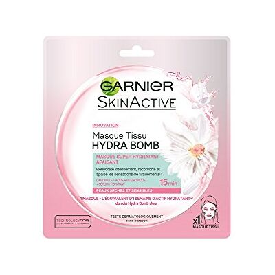 Garnier SkinActive Hydra Bomb stofmasker kalmerend en hydraterend droge en gevoelige huid Garnier SkinActive Hydra Bomb stofmasker kalmerend en hydraterend droge en gevoelige huid