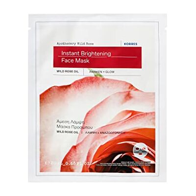 KORRES APOTHECARY Wild Rose Veganistisch stoffen gezichtsmasker voor een stralende huid met onmiddellijke werking, masker tegen vermoeide en bleke huid en eerste rimpels, 100% biologisch afbreekbaar, KORRES APOTHECARY Wild Rose Veganistisch stoffen gezichtsmasker voor een stralende huid met onmiddellijke werking, masker tegen vermoeide en bleke huid en eerste rimpels, 100% biologisch afbreekbaar,