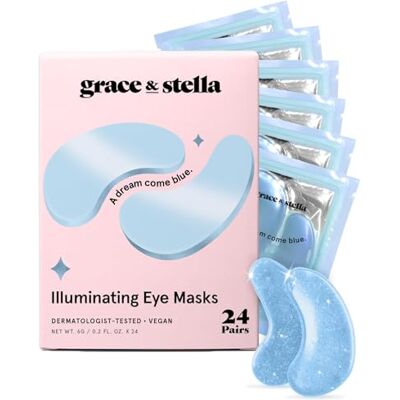 grace & stella Under Eye Mask Verminder donkere kringen, gezwollen ogen, wallen onder de ogen, rimpels Gel Under Eye Patches, Vegan Cruelty-Free Self Care door genade en stella (24 Paar, Blauw) grace & stella Under Eye Mask Verminder donkere kringen, gezwollen ogen, wallen onder de ogen, rimpels Gel Under Eye Patches, Vegan Cruelty-Free Self Care door genade en stella (24 Paar, Blauw)