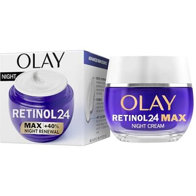 Olay Retinol 24 MAX hydraterende nachtcrème voor het gezicht, huidverzorging met antioxidant vitamine E, 40% glycerine 's nachts, anti-aging huidverzorging: glad, vernieuwt en hydrateert, Olay Retinol 24 MAX hydraterende nachtcrème voor het gezicht, huidverzorging met antioxidant vitamine E, 40% glycerine 's nachts, anti-aging huidverzorging: glad, vernieuwt en hydrateert,