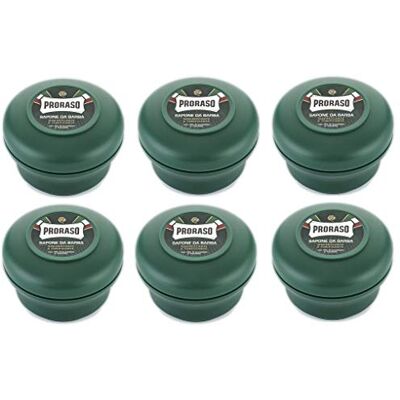 Proraso 6 kommen baardzeep 150 ml met eucalyptus, menthol en glycerine Proraso 6 kommen baardzeep 150 ml met eucalyptus, menthol en glycerine