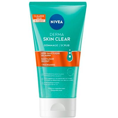 Sun NIVEA Derma Skin Clear Gezichtsscrub (1 x 150 ml) Gezichtsverzorging tegen mee-eters Gezichtscrub met salicylzuur en niacinamide Gezichtsreiniger voor de huid met onzuiverheden Sun NIVEA Derma Skin Clear Gezichtsscrub (1 x 150 ml) Gezichtsverzorging tegen mee-eters Gezichtscrub met salicylzuur en niacinamide Gezichtsreiniger voor de huid met onzuiverheden