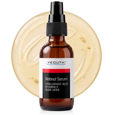 YEOUTH Retinol gezichtsserum met hyaluronzuur en vitamine E, anti-aging gezichtsserum, vochtinbrengend serum, geschikt voor alle huidtypes, 60 ml YEOUTH Retinol gezichtsserum met hyaluronzuur en vitamine E, anti-aging gezichtsserum, vochtinbrengend serum, geschikt voor alle huidtypes, 60 ml