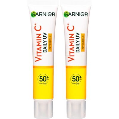 Garnier SkinActive Vitamine C Anti-UV Dagelijks Anti-Vlekken Onzichtbare SPF 50+ Hydraterende Snelle Absorptie 2 flessen van 40 ml Garnier SkinActive Vitamine C Anti-UV Dagelijks Anti-Vlekken Onzichtbare SPF 50+ Hydraterende Snelle Absorptie 2 flessen van 40 ml