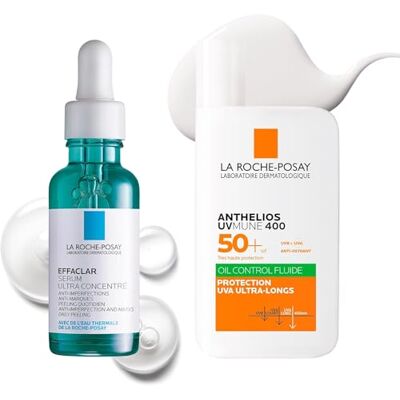 La Roche-Posay Effaclar Serum met salicylzuur ultra geconcentreerd 30 ml en Anthelios Fluide Oil Control UVMUNE 400 SPF50+ 50 ml Duo behandeling tegen onzuiverheden en bescherming La Roche-Posay Effaclar Serum met salicylzuur ultra geconcentreerd 30 ml en Anthelios Fluide Oil Control UVMUNE 400 SPF50+ 50 ml Duo behandeling tegen onzuiverheden en bescherming