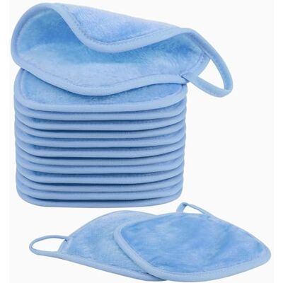 Nineigh 15 stuks microvezeldoeken voor het gezicht, herbruikbaar, ultrazacht, voor reiniging en reiniging, voor dagelijks gebruik en reizen, blauw, 15 x 15 cm Nineigh 15 stuks microvezeldoeken voor het gezicht, herbruikbaar, ultrazacht, voor reiniging en reiniging, voor dagelijks gebruik en reizen, blauw, 15 x 15 cm