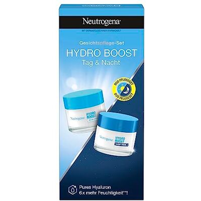 Neutrogena Hydro Boost Gezichtsverzorging dag en nacht met Aqua crème (50 ml) en nachtcrème (50 ml), hydraterende dagverzorging en nachtverzorging met hyaluronzuur Neutrogena Hydro Boost Gezichtsverzorging dag en nacht met Aqua crème (50 ml) en nachtcrème (50 ml), hydraterende dagverzorging en nachtverzorging met hyaluronzuur