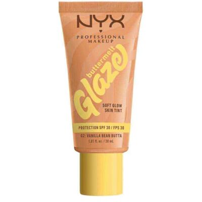NYX PROFESSIONAL MAKEUP Buttermelt Glaze Foundation SPF30, 30 ml 93% verzorgende ingrediënten, niacinamide sheaboter mango, veganistische formule, 24 uur hydratatie, lichte dekking voor een NYX PROFESSIONAL MAKEUP Buttermelt Glaze Foundation SPF30, 30 ml 93% verzorgende ingrediënten, niacinamide sheaboter mango, veganistische formule, 24 uur hydratatie, lichte dekking voor een