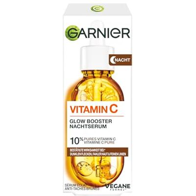 Garnier SkinActive Vitamine C nachtserum tegen donkere vlekken, voor alle huid, gezichtsserum met niacinamide en salicylzuur, serum tegen donkere vlekken, 1 x 30 ml Garnier SkinActive Vitamine C nachtserum tegen donkere vlekken, voor alle huid, gezichtsserum met niacinamide en salicylzuur, serum tegen donkere vlekken, 1 x 30 ml