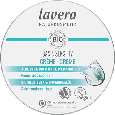 lavera basis sensitiv Crème – natuurlijke cosmetica – veganistisch – biologische aloë vera & biologische amandelolie – gecertificeerd – 150 ml lavera basis sensitiv Crème – natuurlijke cosmetica – veganistisch – biologische aloë vera & biologische amandelolie – gecertificeerd – 150 ml