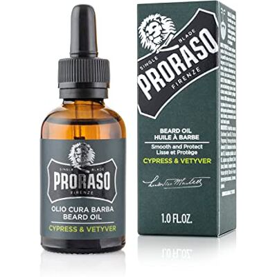 Proraso Baard Olie Cypres & Vetyver, 30 Ml Met macadamia- en avocado-olie, verzacht lange baarden, houtachtig aroma, dermatologisch getest, gemaakt in Italië Proraso Baard Olie Cypres & Vetyver, 30 Ml Met macadamia- en avocado-olie, verzacht lange baarden, houtachtig aroma, dermatologisch getest, gemaakt in Italië