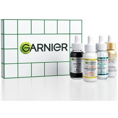Garnier Cadeauset met 4 gezichtsserums – serum tegen bruine vlekken vitamine C – serum tegen mee-eters en imperfecties koolstof – hyaluronic aloë serum – zelfbruinend serum kokoswater Garnier Cadeauset met 4 gezichtsserums – serum tegen bruine vlekken vitamine C – serum tegen mee-eters en imperfecties koolstof – hyaluronic aloë serum – zelfbruinend serum kokoswater