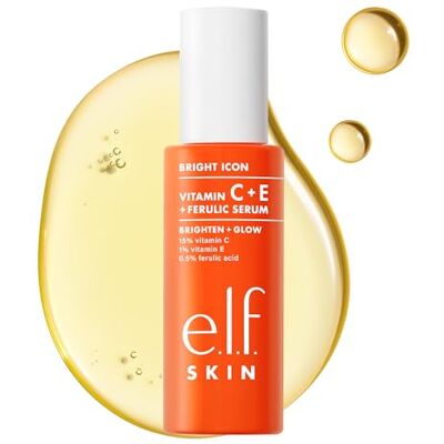 e.l.f. e.l.f SKIN Bright Icon serum: Verhelderend en rustgevend serum met vitamine C + E + ferulinezuur, ideaal voor een homogene teint; veganistisch en dierproefvrij gecertificeerd, 30 ml. e.l.f. e.l.f SKIN Bright Icon serum: Verhelderend en rustgevend serum met vitamine C + E + ferulinezuur, ideaal voor een homogene teint; veganistisch en dierproefvrij gecertificeerd, 30 ml.