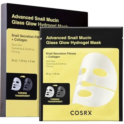 COSRX Advanced Snail Mucin Glass Glow Hydrogel Mask, 3 Stuk COSRX Advanced Snail Mucin Glass Glow Hydrogel Mask, 3 Stuk